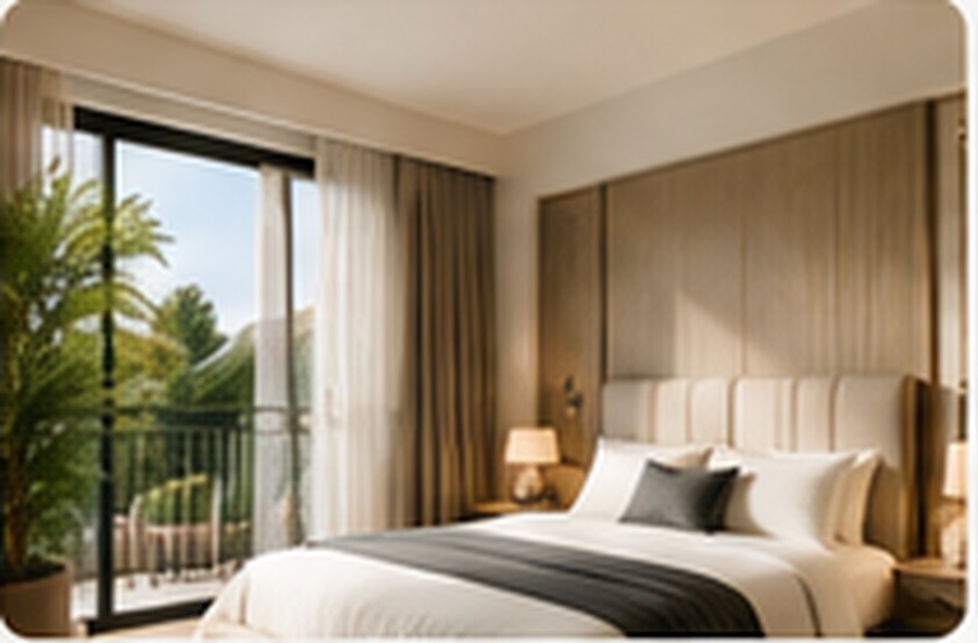 Riverside apartment bedroom